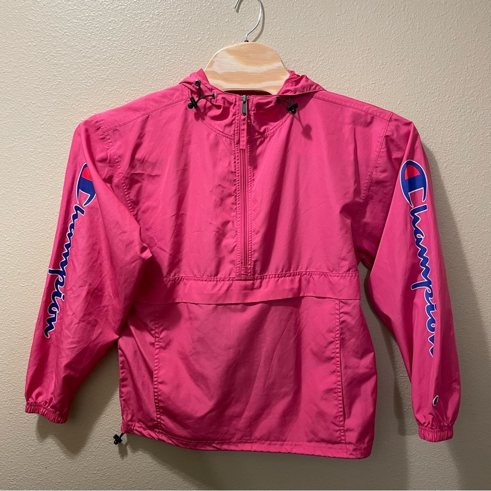 Women’s Small Pink Champion Windbreaker Jacket w/ Hoodie